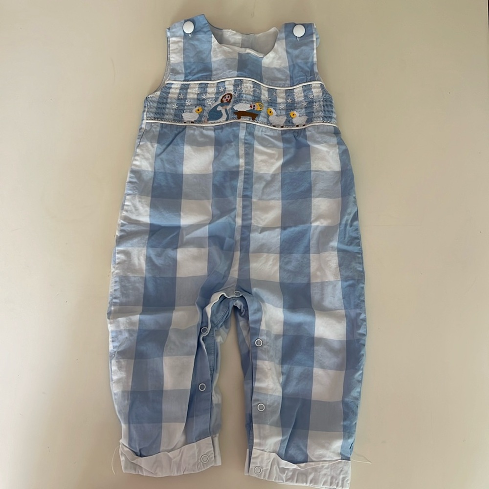 Christmas Jon Jon • 24 months • blue gingham • nativity